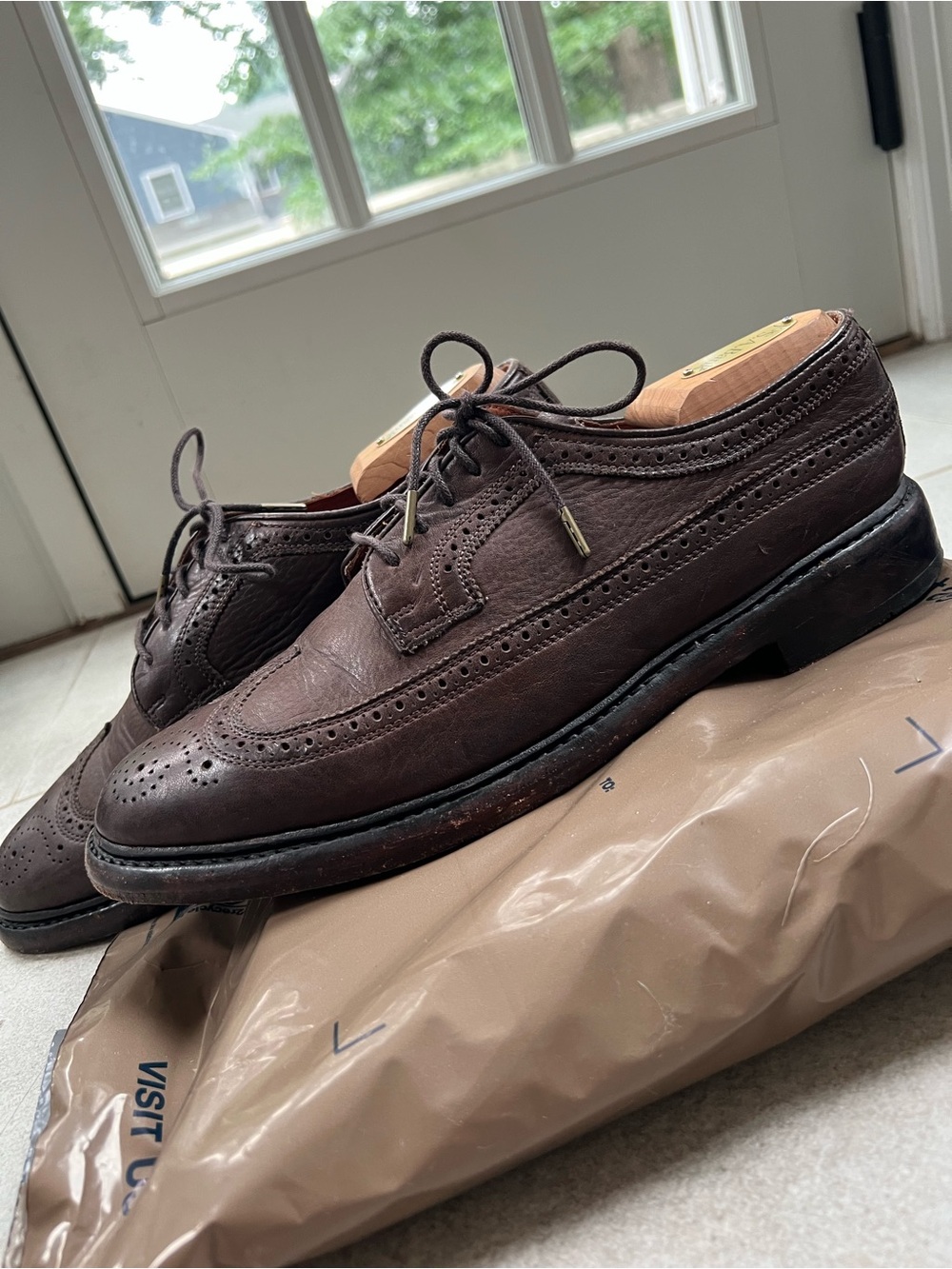 Florsheim Dark Brown Leather Wingtip Oxfords